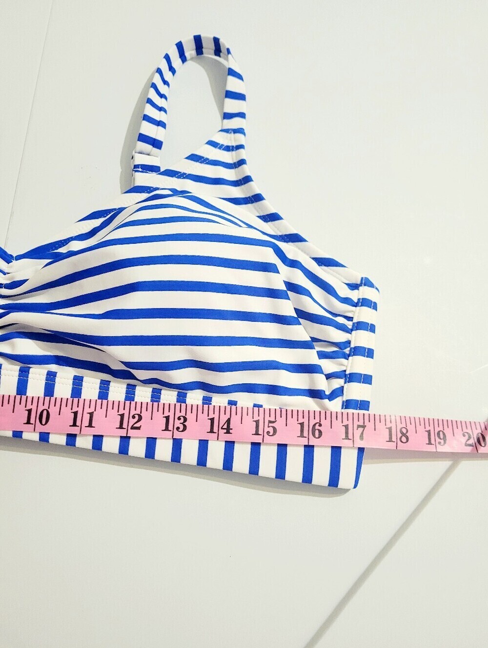 Kona Sol Blue White Stripe Bikini Swimsuit Set Top 16W Bottom XL Padded Beach - Picture 7 of 15